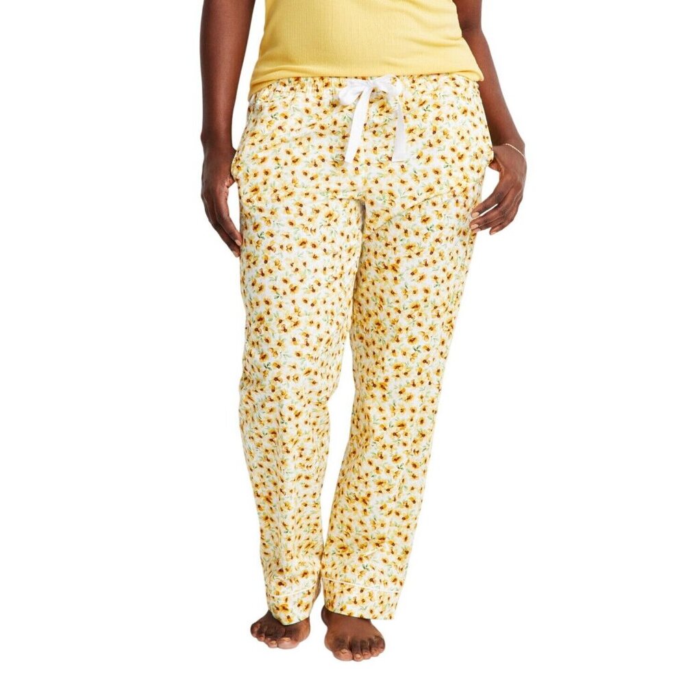 NWT State Of Day Printed Poplin Pajama Pants 100180264MS Cornsilk Yellow 2XL